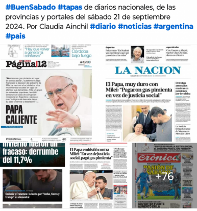 Tapas de diarios nacionales, de las provincias y portales 21 de septiembre 2024