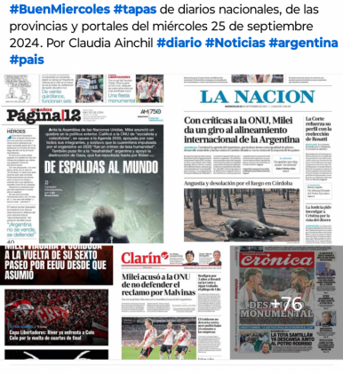 Tapas de diarios nacionales, de las provincias y portales 25 de septiembre 2024