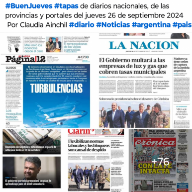 Tapas de diarios nacionales, de las provincias y portales 26 de septiembre 2024