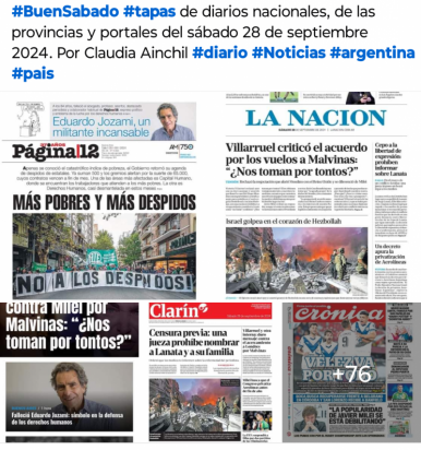 Tapas de diarios nacionales, de las provincias y portales 28 de septiembre 2024