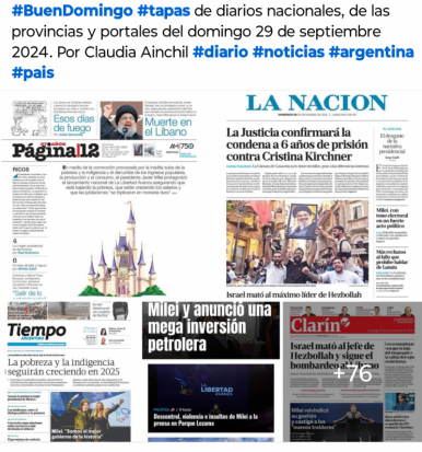 Tapas de diarios nacionales, de las provincias y portales 29 de septiembre 2024