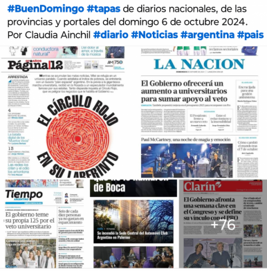 Tapas de diarios nacionales, de las provincias y portales 6 de octubre 2024