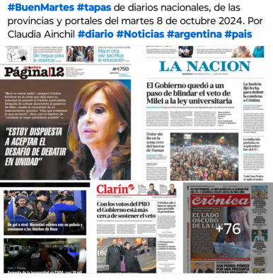 Tapas de diarios nacionales, de las provincias y portales 8 de octubre 2024