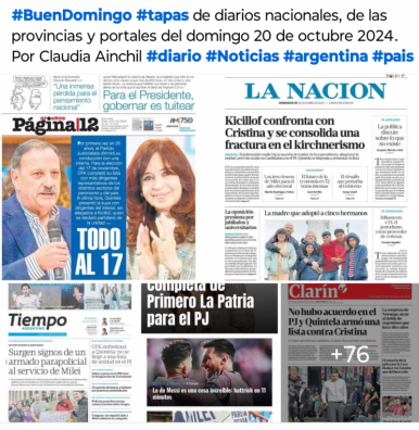 Tapas de diarios nacionales, de las provincias y portales 20 de octubre 2024