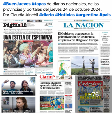 Tapas de diarios nacionales, de las provincias y portales 24 de octubre 2024