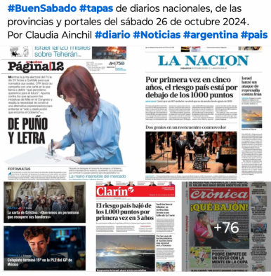 Tapas de diarios nacionales, de las provincias y portales  26 de octubre 2024