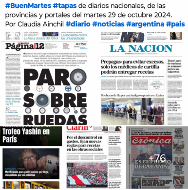 Tapas de diarios nacionales, de las provincias y portales 29 de octubre 2024