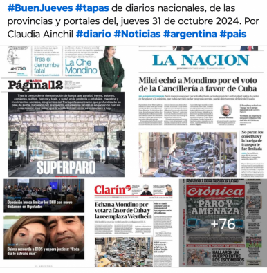 Tapas de diarios nacionales, de las provincias y portales 31 de octubre 2024