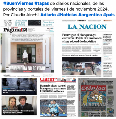 Tapas de diarios nacionales, de las provincias y portales 1 de noviembre 2024