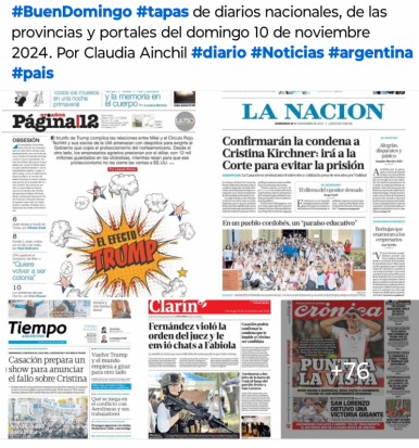 Tapas de diarios nacionales, de las provincias y portales 10 de noviembre 2024