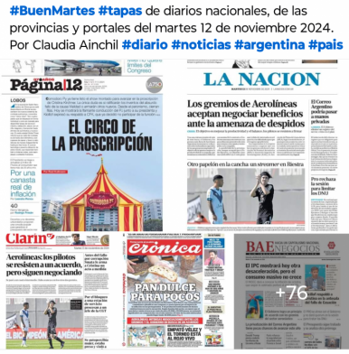 Tapas de diarios nacionales, de las provincias y portales 12 de noviembre 2024