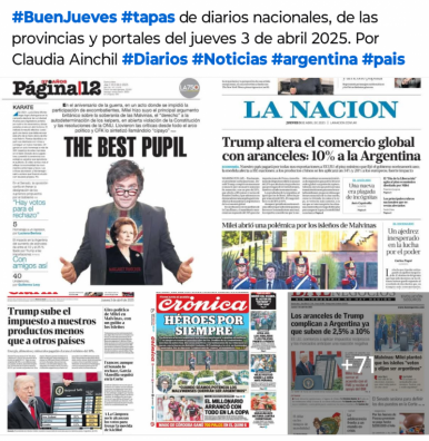 Tapas de noticias nacionales, de las provincias y portales del 3 de abril 2025