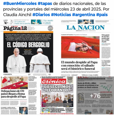 Tapas de diarios nacionales, de las provincias y portales 23 de abril 2025