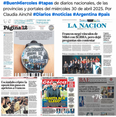 Tapas de diarios nacionales, de las provincias y portales 30 de abril 2025