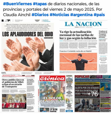 Tapas de diarios nacionales, de las provincias y portales 2 de mayo 2025