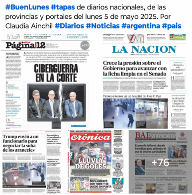 Tapas de diarios nacionales, de las provincias y portales 5 de mayo 2025