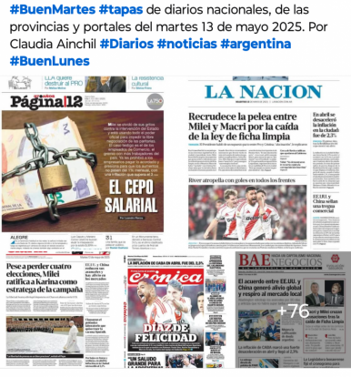 Tapas de diarios nacionales, de las provincias y portales 13 de mayo 2025