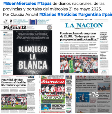 Tapas de diarios nacionales, de las provincias y portales del pas 21 de mayo 2025