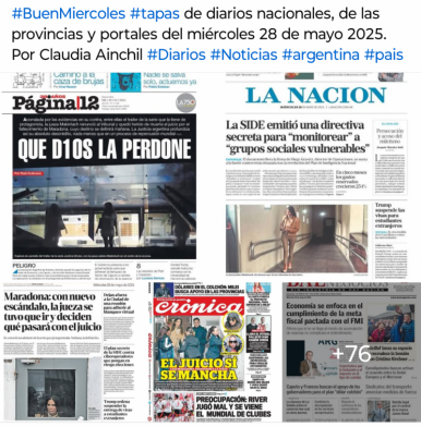 Tapas de diarios nacionales, de las provincias y portales del pas 28 de mayo 2025