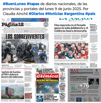 Tapas de diarios nacionales, de las provincias y portales del pas 9 de junio 2025