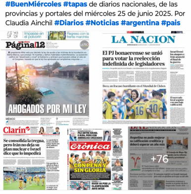 Tapas de diarios nacionales, de las provincias y portales del pas 25 de junio 2025