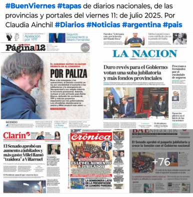 Tapas de diarios nacionales, de las provincias y portales del pas 11 de julio 2025