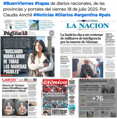 Tapas de diarios nacionales, de las provincias y portales del pas 18 de julio 2025