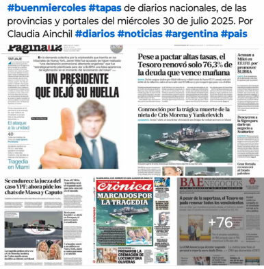 Tapas de diarios nacionales, de las provincias y portales del pas 30 de julio 2025