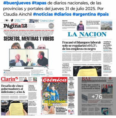 Tapas de diarios nacionales, de las provincias y portales del pas 31 de julio 2025