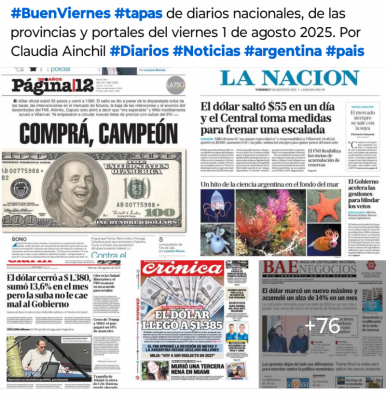 Tapas de diarios nacionales, de las provincias y portales del pas 1 de agosto 2025