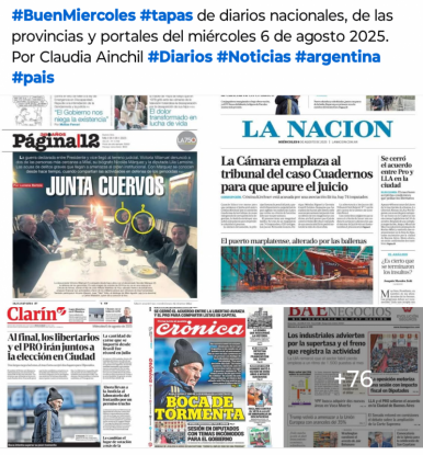 Tapas de diarios nacionales, de las provincias y portales del pas 6 de agosto 2025