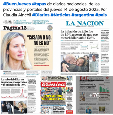 Tapas de diarios nacionales, de las provincias y portales del pas 14 de agosto 2025