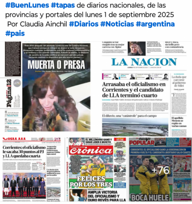 Tapas de diarios nacionales, de las provincias y portales del pas 1 de septiembre 2025