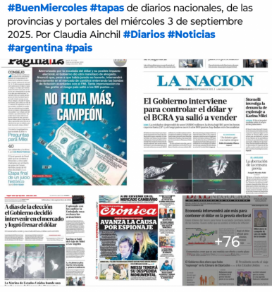 Tapas de diarios nacionales, de las provincias y portales del pas 3 de septiembre 2025