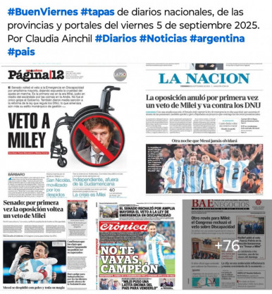 Tapas de diarios nacionales, de las provincias y portales del pas 5 de septiembre 2025