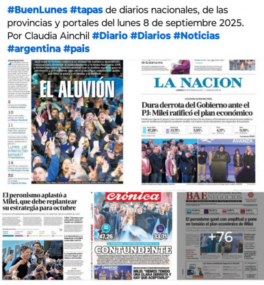 Tapas de diarios nacionales, de las provincias y portales del pas 8 de septiembre 2025