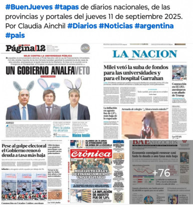 Tapas de diarios nacionales, de las provincias y portales del pas 11 de septiembre 2025