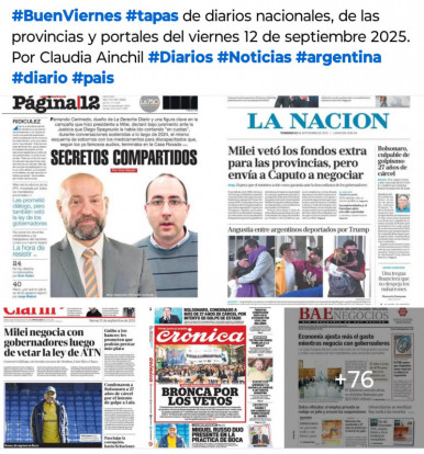 Tapas de diarios nacionales, de las provincias y portales del pas 12 de septiembre 2025