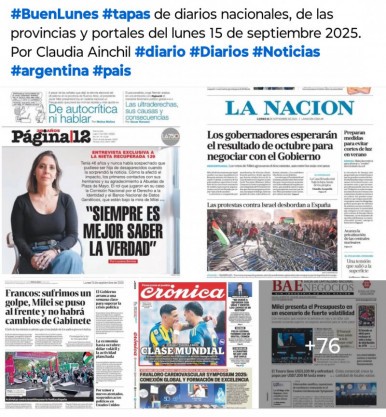 Tapas de diarios nacionales, de las provincias y portales del pas 15 de septiembre 2025