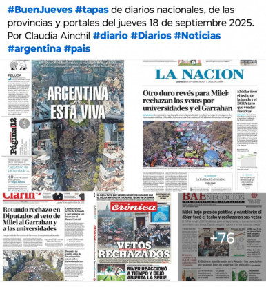Tapas de diarios nacionales, de las provincias y portales del pas 18 de septiembre 2025