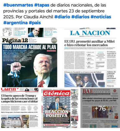 Tapas de diarios nacionales, de las provincias y portales del pas 23 de septiembre 2025