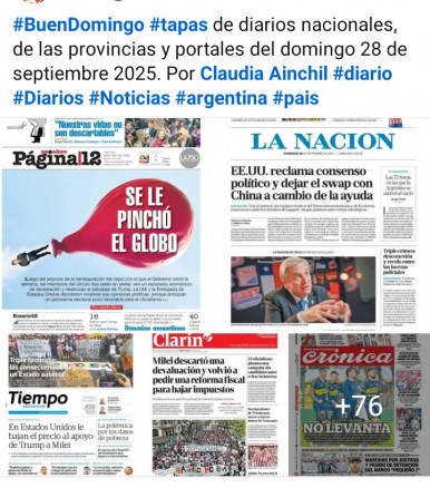 Tapas de diarios nacionales, de las provincias y portales del pas 28 de septiembre 2025