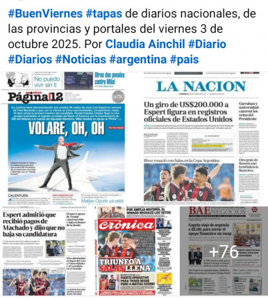 Tapas de diarios nacionales, de las provincias y portales del pas 3 de octubre 2025