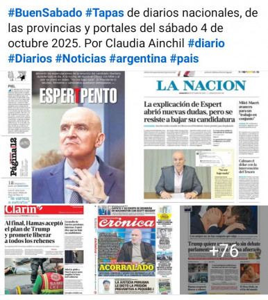 Tapas de diarios nacionales, de las provincias y portales del pas 4 de octubre 2025