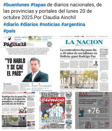 Tapas de diarios nacionales, de las provincias y portales del pas 20 de octubre 2025