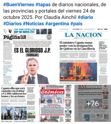 Tapas de diarios nacionales, de las provincias y portales del pas 24 de octubre 2025
