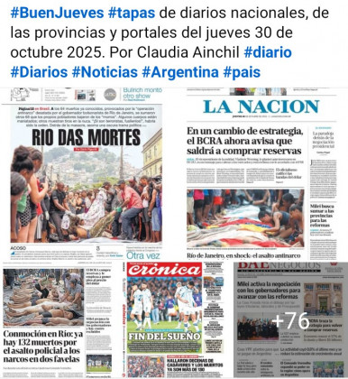 Tapas de diarios nacionales, de las provincias y portales del pas 30 de octubre 2025