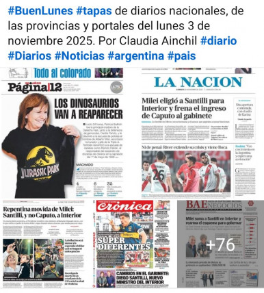 Tapas de diarios nacionales, de las provincias y portales del pas 3 de noviembre 2025
