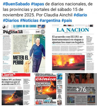 Tapas de diarios nacionales, de las provincias y portales del pas 15 de noviembre 2025