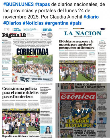 Tapas de diarios nacionales, de las provincias y portales del pas 24 de noviembre 2025